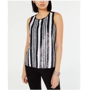 New Large Inc black and white sequin stripe top. Nice thick material